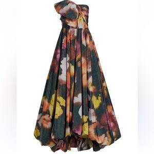 Jason Wu Iris Floral Warp-Print Strapless High-LowGown
